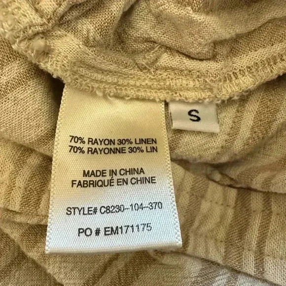 Cloth and stone for Anthropologie Tan and Cream Cropped Overalls in Size Small - Picture 7 of 8